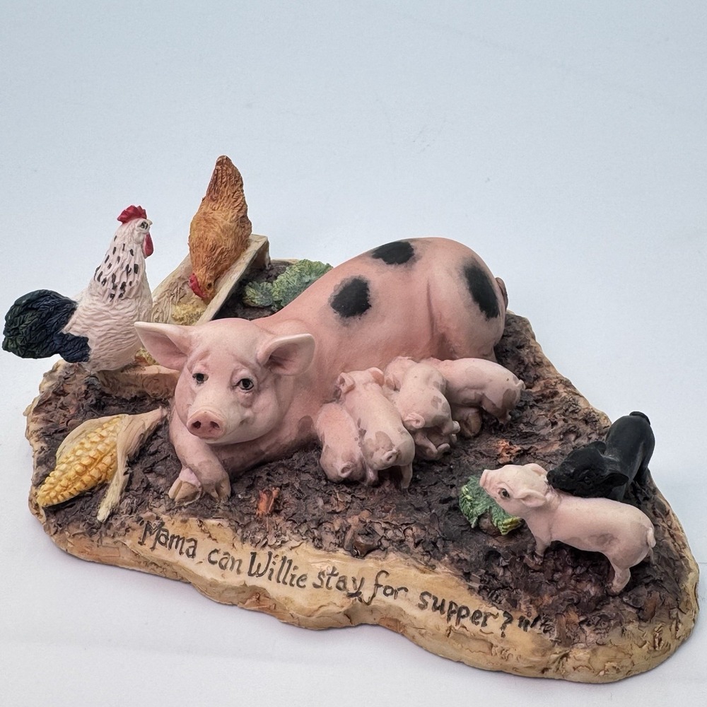 Rare Lowell Davis "Mama Can Willie Stay for Supper?" Schmid BFA piglets Chickens